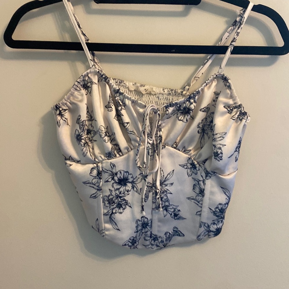 LA Hearts Tie Front Satin Corset Top